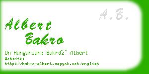 albert bakro business card